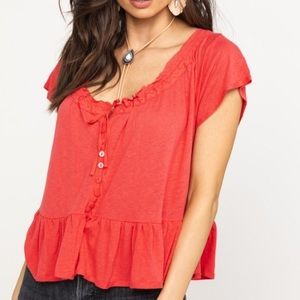 NWT Free People Charlie tee Camilla Red